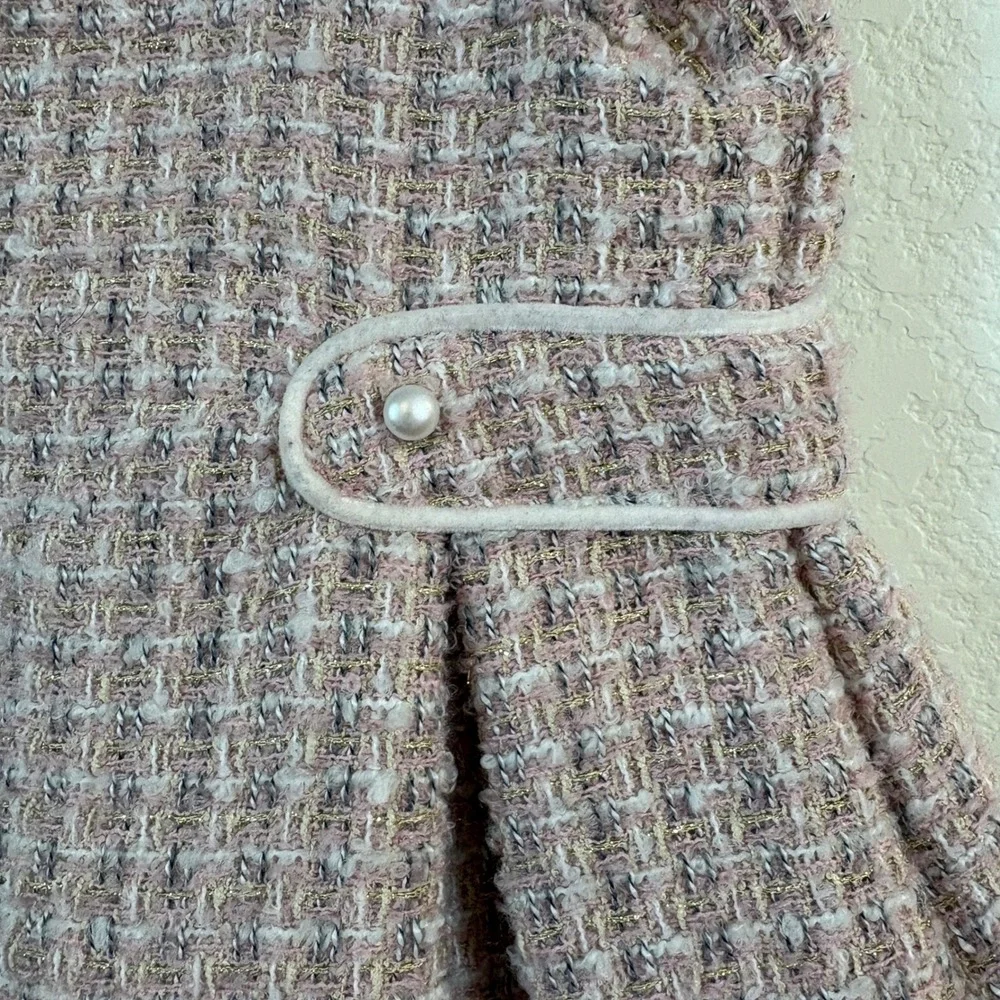 Rachel Zoe Tweed Dress Girls 4T Pink Pearl Accent Holiday Party Event Church